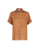 Eleventy - Camicia lino unito terracotta