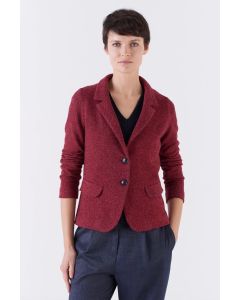 Amina Rubinacci - Giacca in tweed di misto lana seta con trama diagonale bicolore RAPUNZEL rosso navy