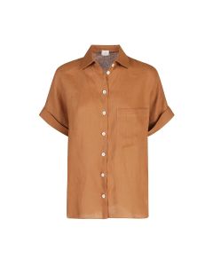 Eleventy - Camicia lino unito terracotta