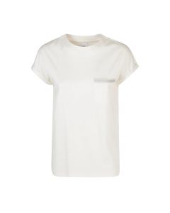 Eleventy - T-Shirt girocollo tencel cotone avorio